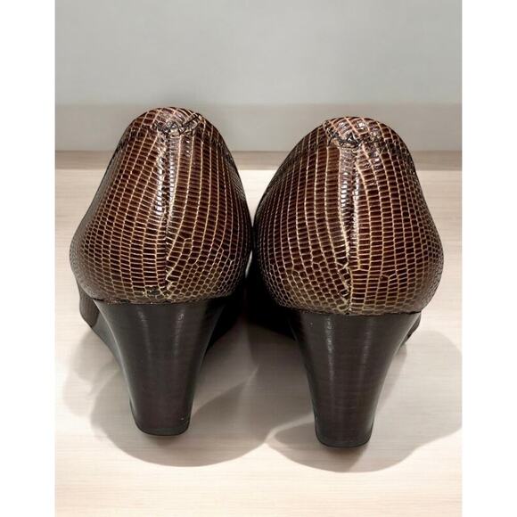 Tory Burch Miller Snakeskin Embossed Leather Wedge Shoe Size 7M - Picture 4 of 7